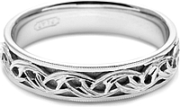 Tacori Mens Wedding Band With Hand Engraved Scroll Work -5.0mm