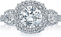 Tacori Three Stone Diamond Halo Engagement Ring