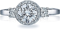 Tacori Three Stone Pave Diamond Halo Engagement Ring