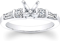 Tapered Baguette & Round Brilliant Cut Diamond Engagement Ring