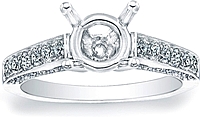 Three Sided Pave Diamond Cathedral Engagement Ring