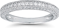 Three Sided Pave Diamond Wedding Ring w/ Milgrain