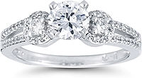 Three Stone Split Shank Diamond Engagement Ring