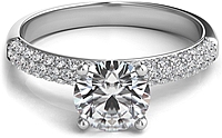 Triple Row Pave Diamond Engagement Ring