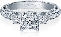 Verragio Three Stone Pave Diamond Engagement Ring